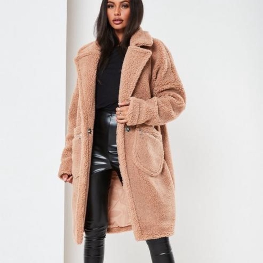 Missguided Long Tan Fleece Teddy